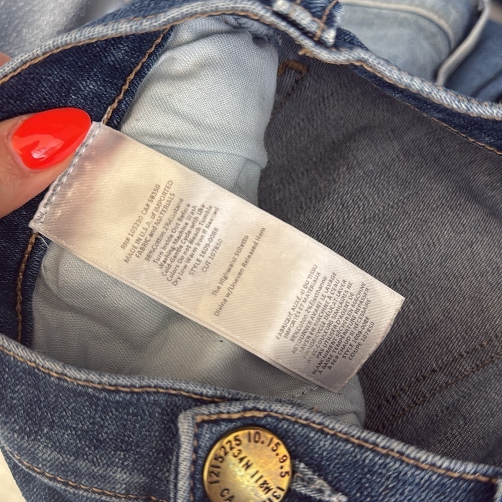 Current/Elliott The Stiletto Highwaist Skinny Jeans in Divina with Uneven Hem 28 - Picture 9 of 9